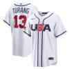 Men's USA Baseball #13 Brice Turang White 2026 World Baseball Classic Home Stadium Jersey