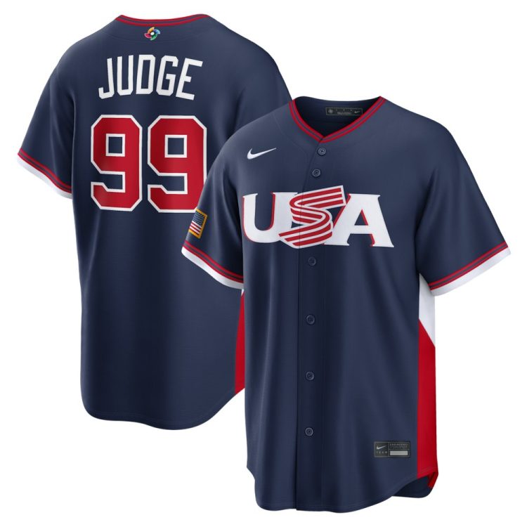 Youth USA Baseball #99 Aaron Judge Navy 2026 World Baseball Classic Home Stadium Jersey