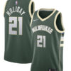 Mens Milwaukee Bucks #21 Jrue Holiday Hunter Green Nike Icon Edition Jersey
