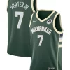 Mens Milwaukee Bucks #7 Kevin Porter Jr. Hunter Green Icon Edition Player Jersey