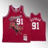 Mens Chicago Bulls #91 Dennis Rodman Red Hardwood Classics BR Juice Wrld Jersey