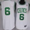 Men's Boston Celtics #6 Bill Russell White Throwback Authentic Jersey