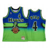 Mens Atlanta Hawks #4 Spud Webb Blue Green Retro 1996-97 Hardwood Classics Throwback Jersey