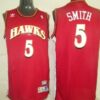 Mens Atlanta Hawks #5 Josh Smith  Full Red Authentic Throwback Jersey