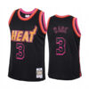 Mens Miami Heat #3 Dwyane Wade Mitchell & Ness Hardwood Classics Rings Collection Jersey Black