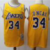 Mens Los Angeles Lakers #34 Shaquille O'Neal 1996-97 Gold  Throwback Jersey