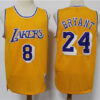 Men's Los Angeles Lakers #8 Font #24 Back Kobe Bryant Gold Mitchell Ness Hardwood Classics Throwback Jersey