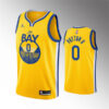 Mens Golden State Warriors #0 Gary Payton II Gold Diamond Badge 2021-22 Statement Edition Swingman Jersey