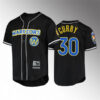 Mens Golden State Warriors #30 Stephen Curry Black Button Baseball Jersey
