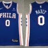 Mens Philadelphia 76ers #0 Tyrese Maxey Nike Blue Icon Edition Jersey