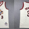 Men's Philadelphia 76ers 76ers #3 Allen Iverson Mitchell & Ness Chainstitch Swingman Jersey - Cream