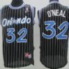 Mens Orlando Magic #32 Shaquille Oneal Black Pinstripe Nike Throwback Jersey