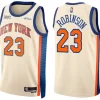 Mens New York Knicks #23 Mitchell Robinson Cream 2025-26 City Edition Swingman Jersey
