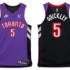 Mens Toronto Raptors #5 Immanuel Quickley Purple Black Classic Edition Jersey