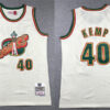 Men's Seattle Supersonics #40 Shawn Kemp Mitchell & Ness Chainstitch Swingman Jersey - Cream