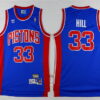 Men's Detroit Pistons #33 Grant Hill Blue Hardwood Classics Soul Swingman Throwback Jersey