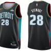 Mens Detroit Pistons #28 Isaiah Stewart Charcoal 2025-26 City Edition Swingman Jersey