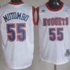 Men's Denver Nuggets #55 Dikembe Mutombo White Throwback Swingman Jersey