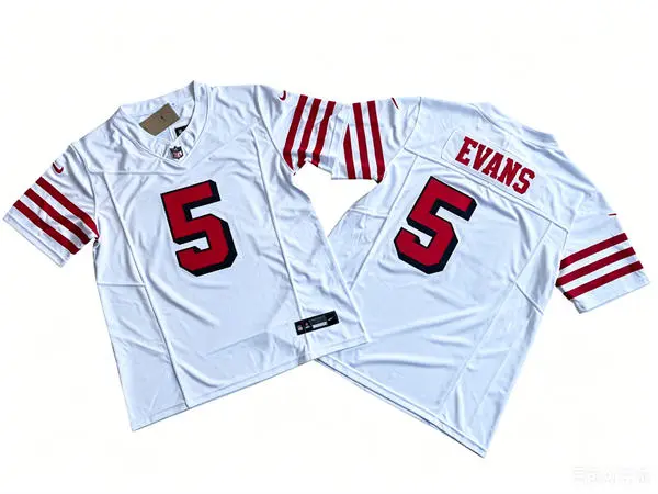 Mens San Francisco 49ers #5 Mike Evans Nike White Alternate F.U.S.E. Vapor Limited Jersey