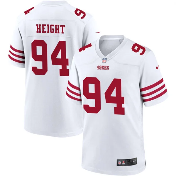Mens San Francisco 49ers #94 Romello Height Nike Home White F.U.S.E. Vapor Limited Jersey