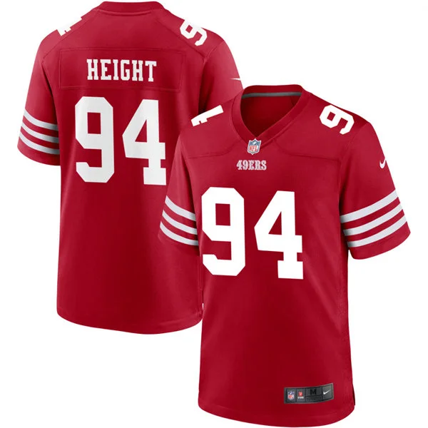 Mens San Francisco 49ers #94 Romello Height Nike Scarlet F.U.S.E. Vapor Limited Jersey