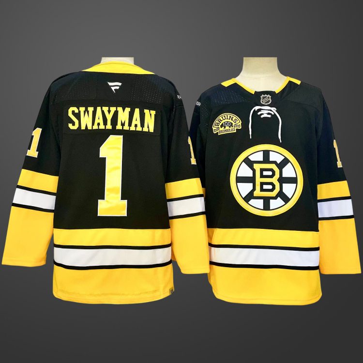 #1 Jeremy Swayman Black Boston Bruins Jersey