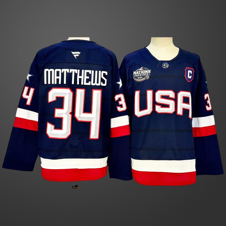 #34 Auston Matthews USA 2025 4 Nations Jersey