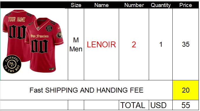 Custom LENOIR 2 Jersey size M