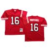 Men’s San Francisco 49ers #16 MONTANA Throwbacks Red Jersey All Stitched