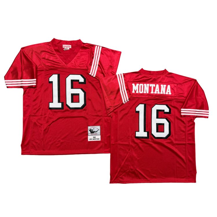 Men’s San Francisco 49ers #16 MONTANA Throwbacks Red Jersey All Stitched