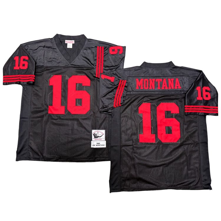 Men’s San Francisco 49ers #16 MONTANA Throwbacks Black Jersey All Stitched