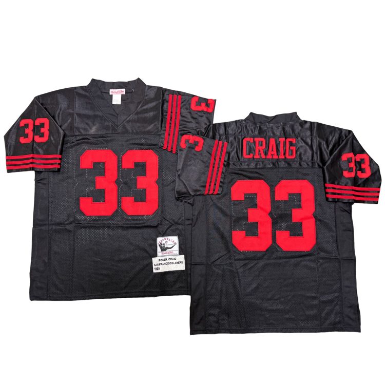 Men’s San Francisco 49ers #33 CRAIG Throwbacks Black Jersey All Stitched