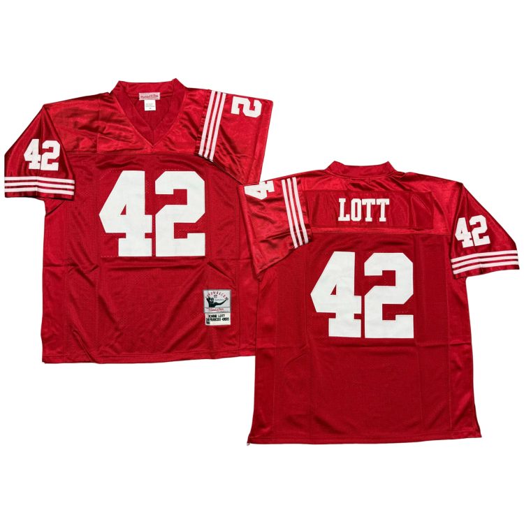 Men’s San Francisco 49ers #42 LOTT Throwbacks Red Jersey All Stitched