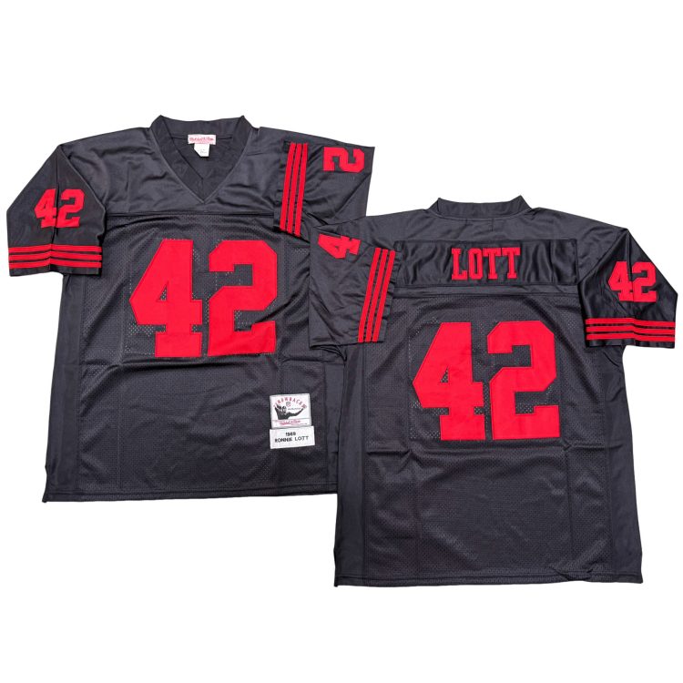 Men’s San Francisco 49ers #42 LOTT Throwbacks Black Jersey All Stitched