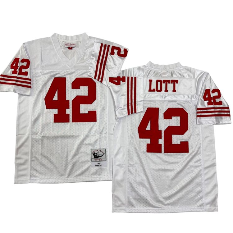 Men’s San Francisco 49ers #42 LOTT Throwbacks White Jersey All Stitched