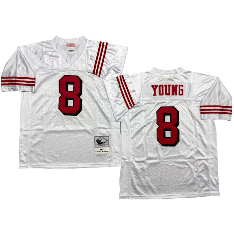 Men’s San Francisco 49ers #8 YOUNG Throwbacks White Jersey All Stitched