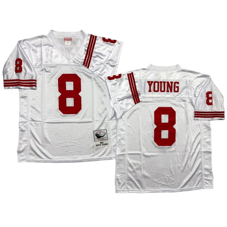 Men’s San Francisco 49ers #8 YOUNG Throwbacks White Jersey All Stitched