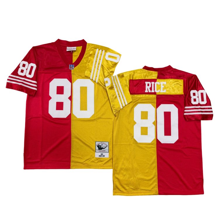 Men’s San Francisco 49ers #80 RICR Throwbacks Split Jersey All Stitched