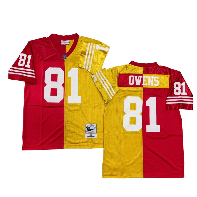 Men’s San Francisco 49ers #81 Owens Throwbacks Split Jersey All Stitched