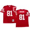 Men’s San Francisco 49ers #81 Owens Throwbacks Red Jersey All Stitched