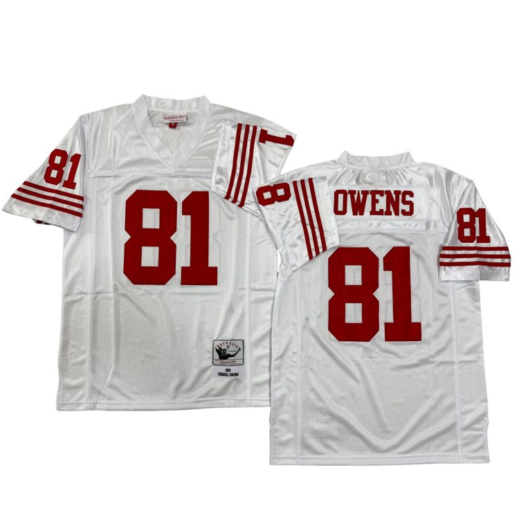 Men’s San Francisco 49ers #81 Owens Throwbacks White Jersey All Stitched