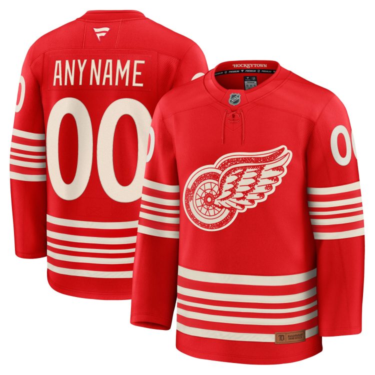 Custom Detroit Red Wings Centennial Stitched Jersey
