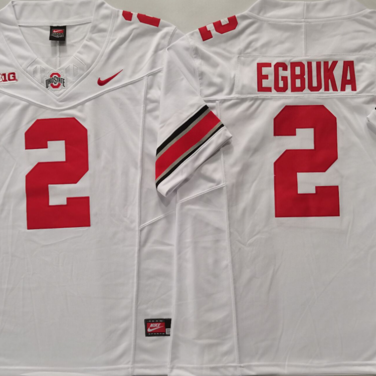 Ohio State Buckeyes White #2 EGBUKA Stitched Jersey