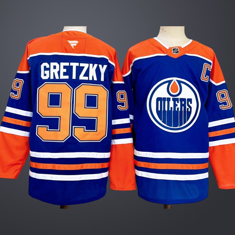 Men's Edmonton Oilers #99 Wayne Gretzky Royal 2025 With C Patch Stitched Hockey Jersey