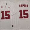 Alabama Crimson Tide White #15 SIMPSON Stitched Jersey