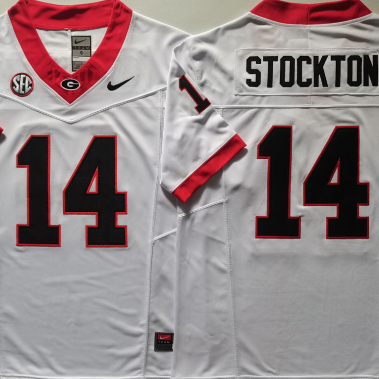 Georgia Bulldogs White #14 STOCKTON Stitched Jersey