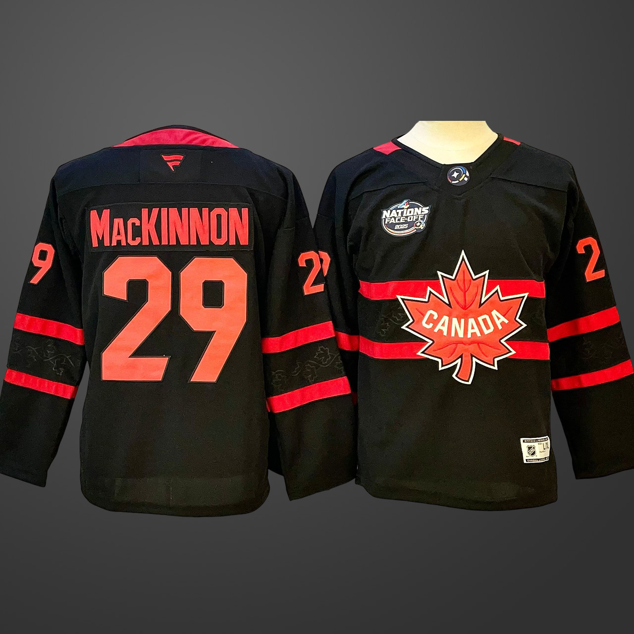 Men's 4 Nations NHL Hockey #29 Nathan MacKinnon Jersey Black