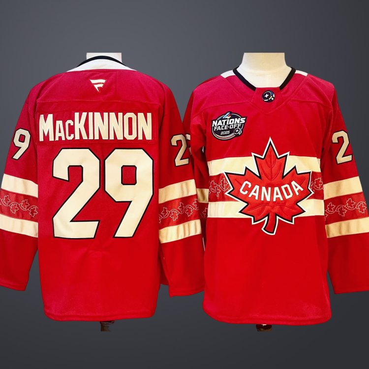 Men's 4 Nations NHL Hockey #29 Nathan MacKinnon Jersey Red