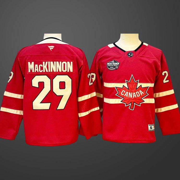 Men's 4 Nations NHL Hockey #29 Nathan MacKinnon Jersey Red