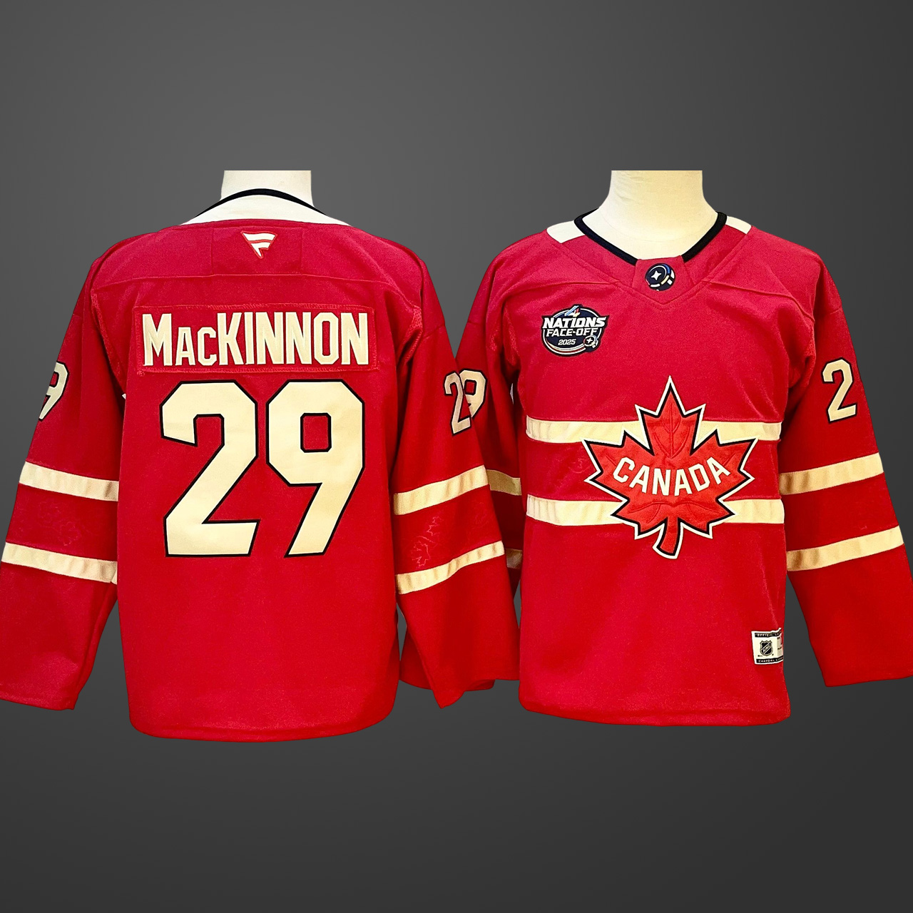 Men's 4 Nations NHL Hockey #29 Nathan MacKinnon Jersey Red
